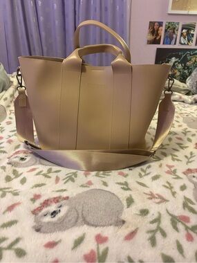 Structured Blush Tote with Removable Crossbody Strap